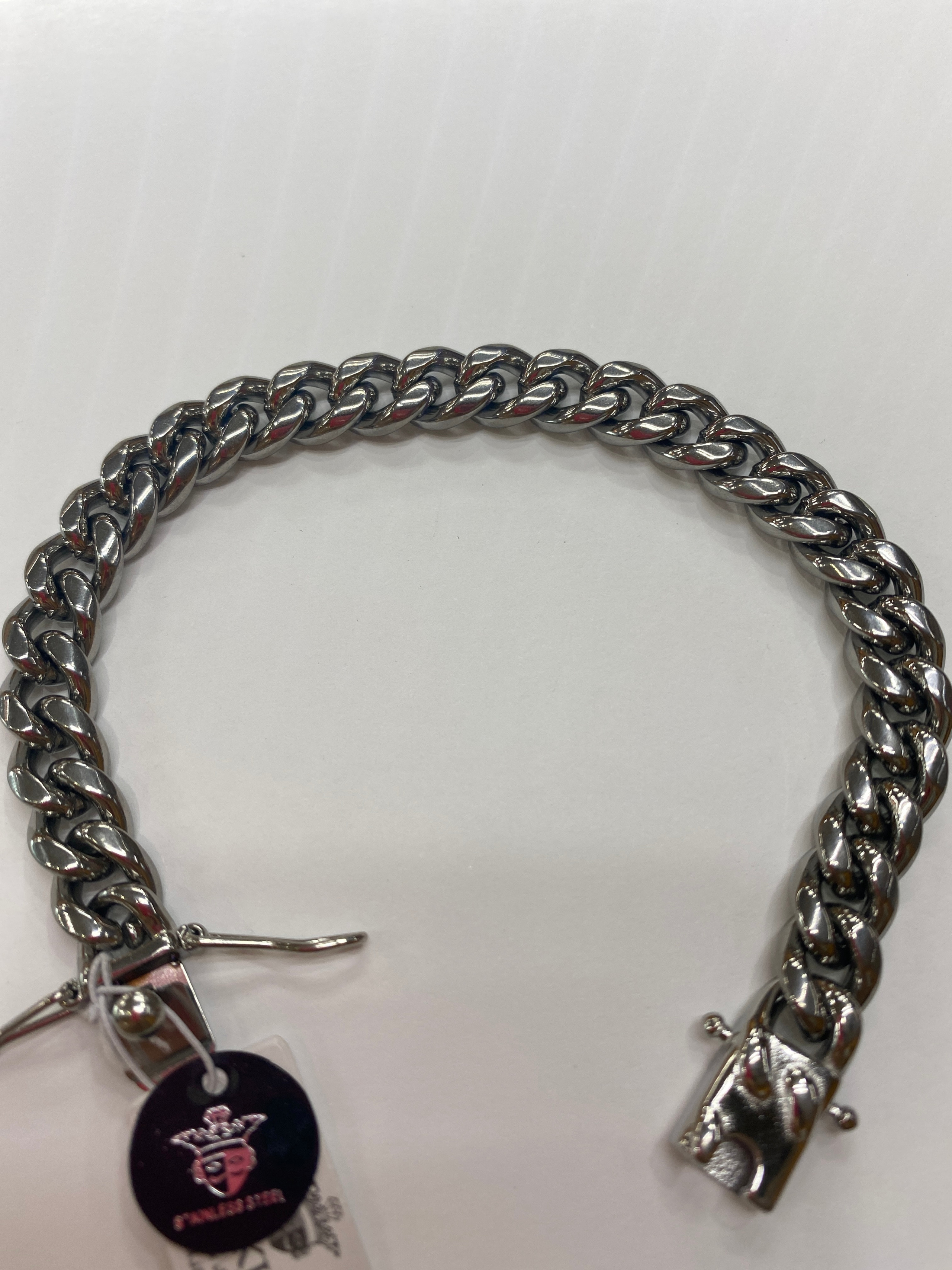 9 INCH STAINLESS STEEL BRACELET WITH SAFETY CLASP